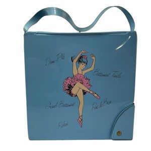 Vintage 1950’s Vinyl Blue Ballerina Ballet Shoe Carrying Box 10x10